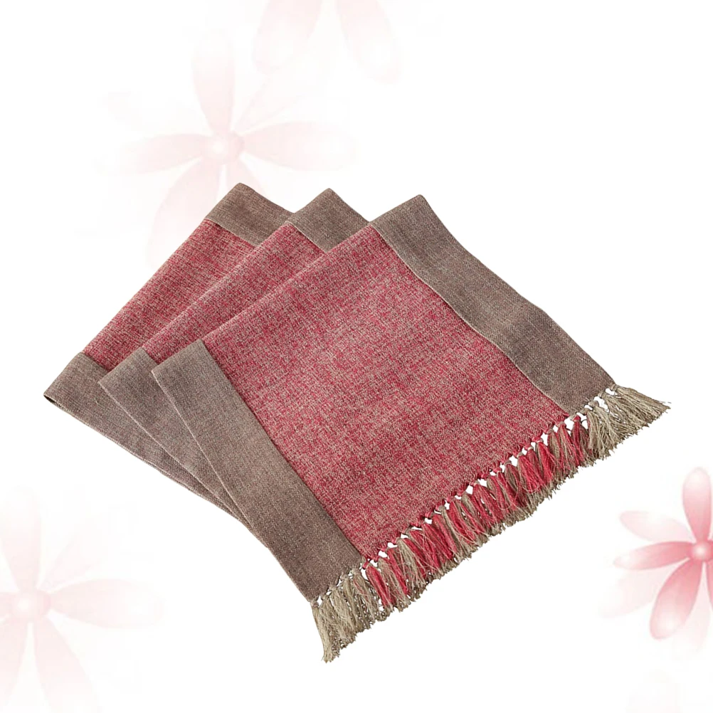 

Tassel Table Runner Double Layer Cotton Wedding Party Household Decorative Cloth Soft Reusable Washable Pretty Romantic Warm