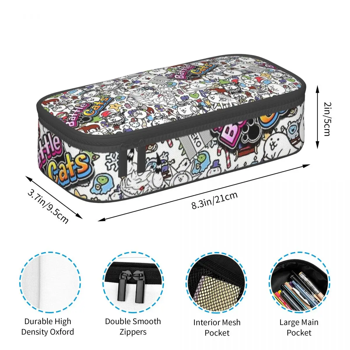 Battle Cats Pencil Cases Big Capacity Pen Bags Pen Box Pencil Pouch For Boys Girls Students Stationery School Office