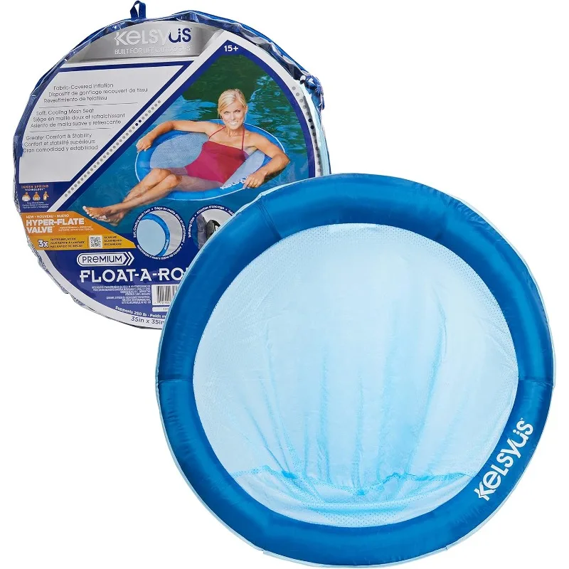 

Kelsyus Premium Float-A-Round Portable Hammock Chair with Fast Inflation, Inflatable Fabric-Covered Lake & Pool Float for Adults