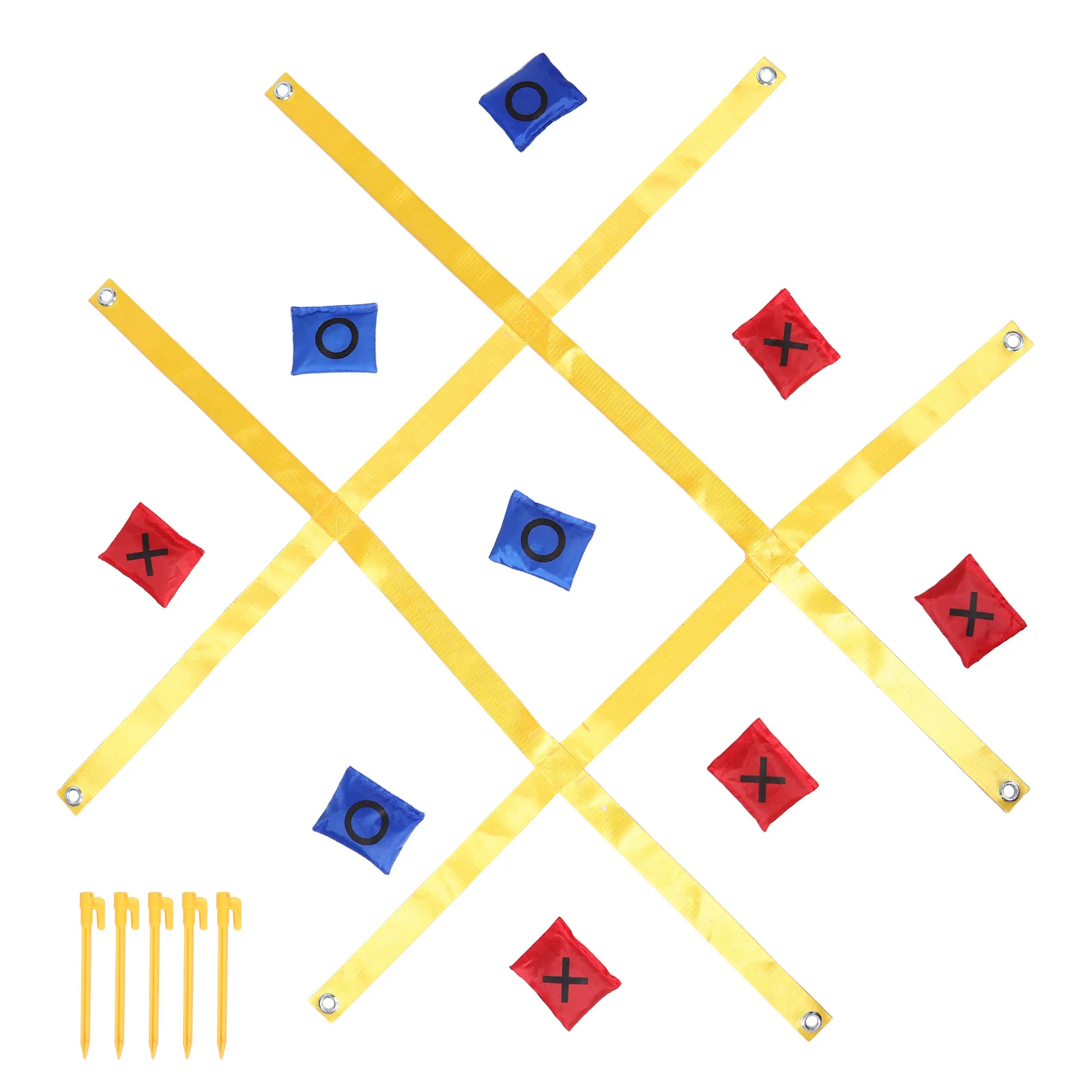 Gigantyczna gra w ołówki i krzyżyki na świeżym powietrzu, zabawa na trawniku, rodzinna zabawa, przenośna gra dla przedszkolaków, na podwórko, patio, ogród, imprezę.