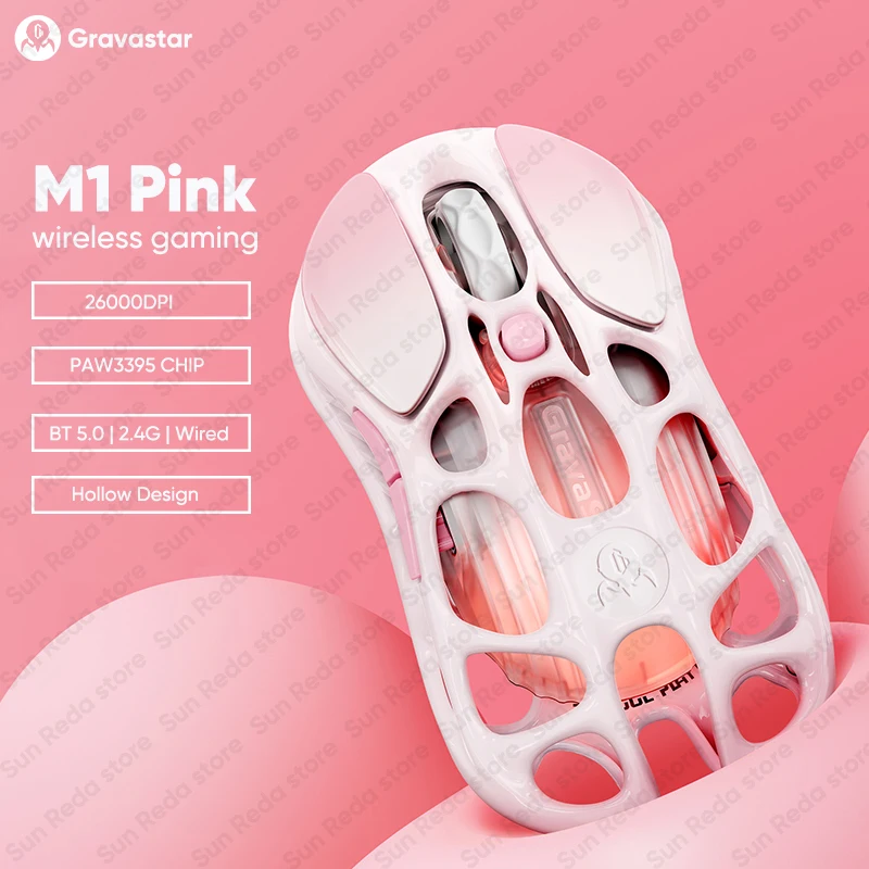 

Grava star Mercury M1 Wireless Gaming Mouse Magnesium Alloy PAW3395 BT 2.4G Wired Esports Gamer Mouse Female Hollowing Gifts