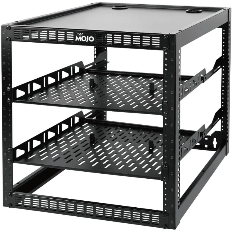 

12U Open Frame Network Rack for IT & AV Gear, AV Rack Floor Standing or Wall Mounted,with 2 PCS 1U Rack Shelves & Mounti