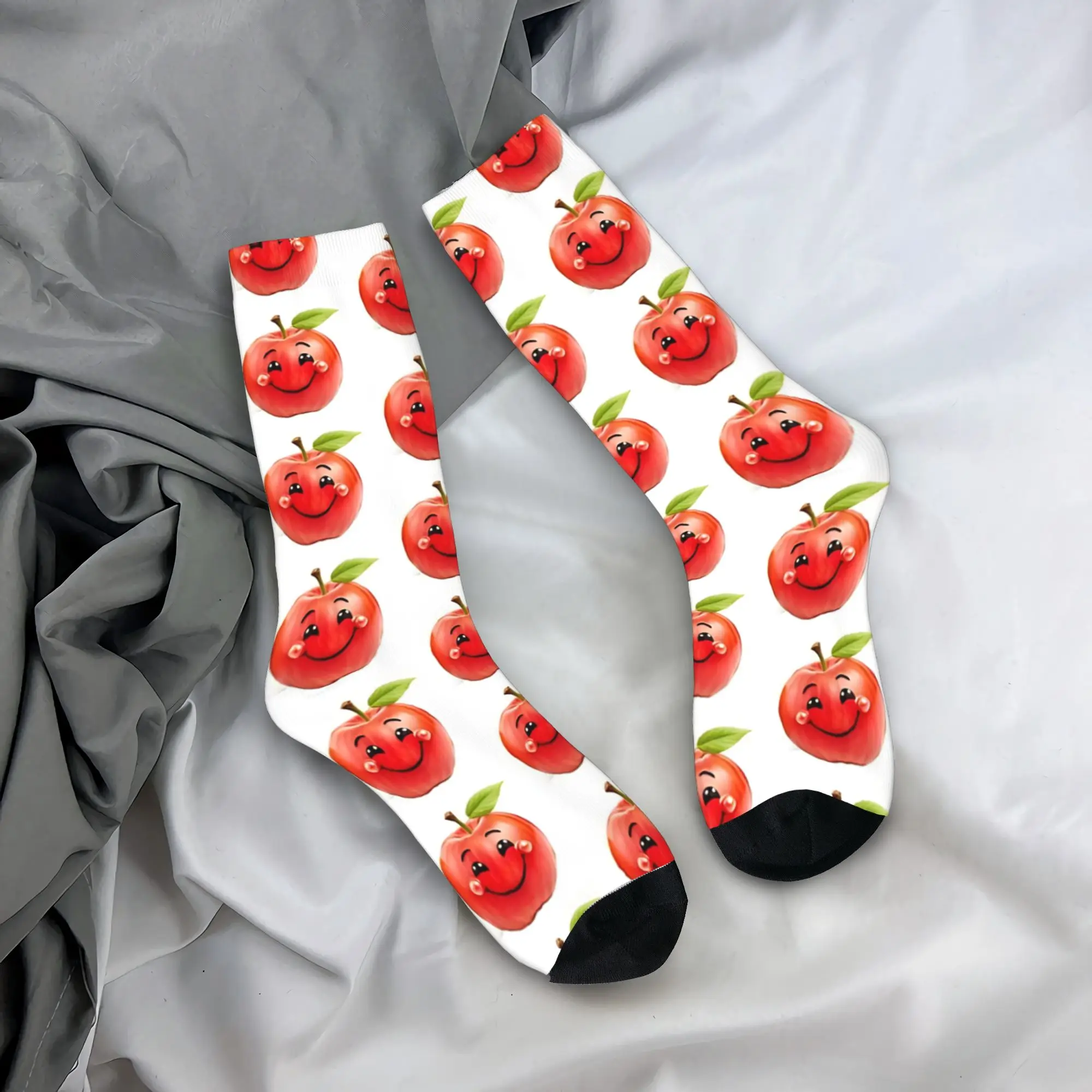 Adults Men Socks Happy Fruit  Apple  Stockings Anti Bacterial Soft Breathable Socks Autumn Harajuku Printed Skateboard Socks