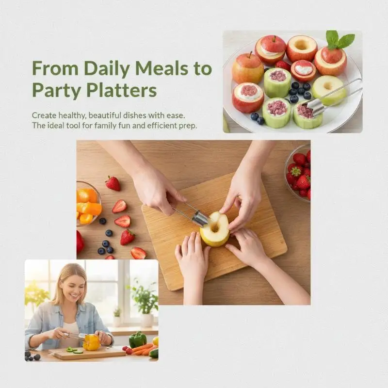 Durable Stainless Steel Fruit Corer Tool Easy Core Removal Food Safe for Home Kitchen  Pear Cherry Veggie Use