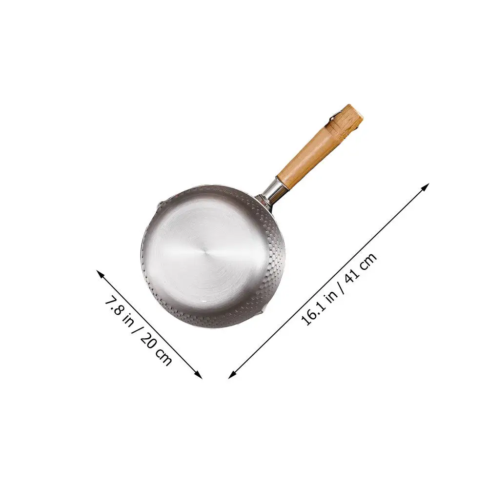 1Pcs Wooden Handle Small Milk Pot Stainless Steel Nonstick Saucepan for Soup Baby Food Cooking Kitchen Cookware Hanging Ring 3