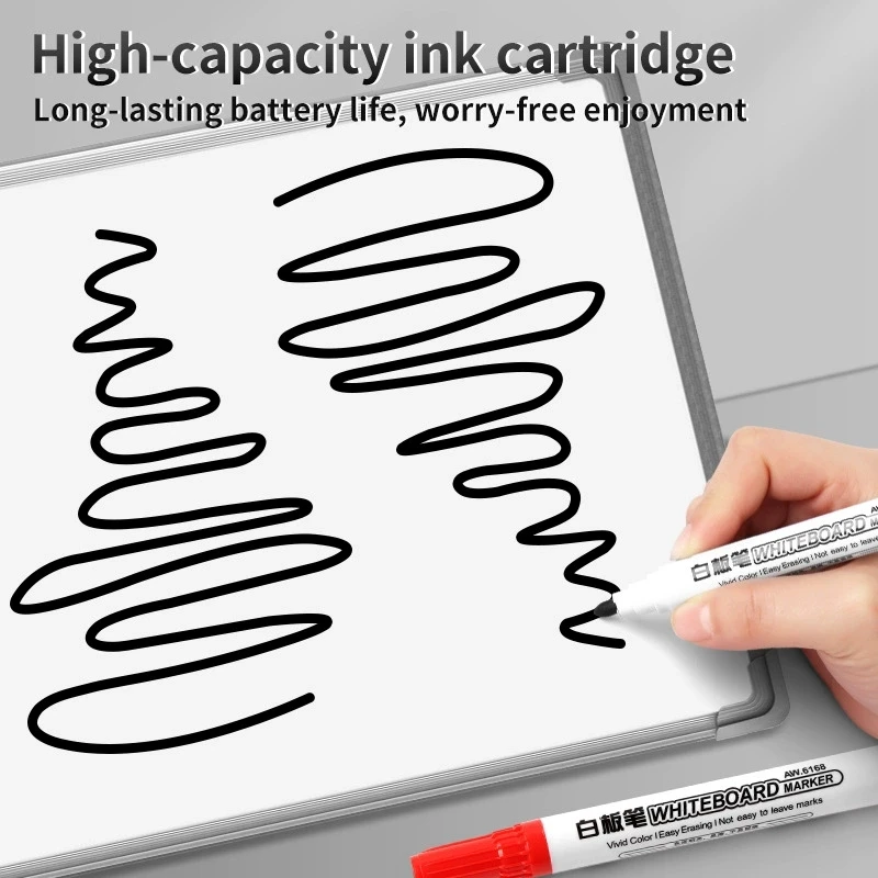 10 Pack Erasable Whiteboard Markers Bulk, 3 Colors Fiber Tip Dry Erase Pens, High Capacity Refillable White Board Markers