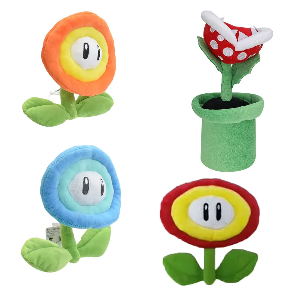 

2026*Hot Game Mario Plush Toys Piranha Plants Ice Fire Flower Soft Stuffed Animal Doll Fans Charm Birthday Gifts