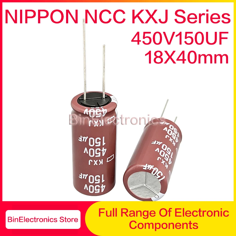 10Pcs/Lot NIPPON NCC KXJ Series Electrolytic Capacitor 450V150UF 150uF 450V 18X40mm High-frequency Low-resistance