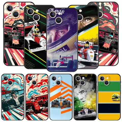 Custodia per telefono Ayrton Senna F1 per iPhone 16 15 14 11 Pro Max 12 13 7 8 Plus X XR XS SE 2020 Cover morbida nera