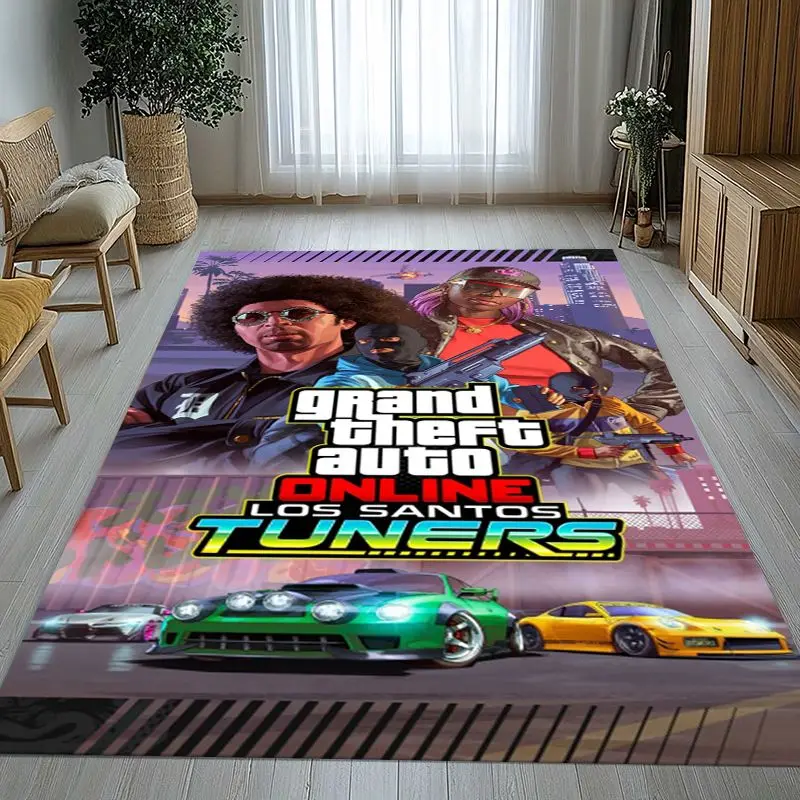 Vintage Game G-GTA San Andreas Area Rug,Soft Non-Slip Carpet Mat for Living Room Bedroom Playroom,Sofa Floor Rug,Home Decor Gift