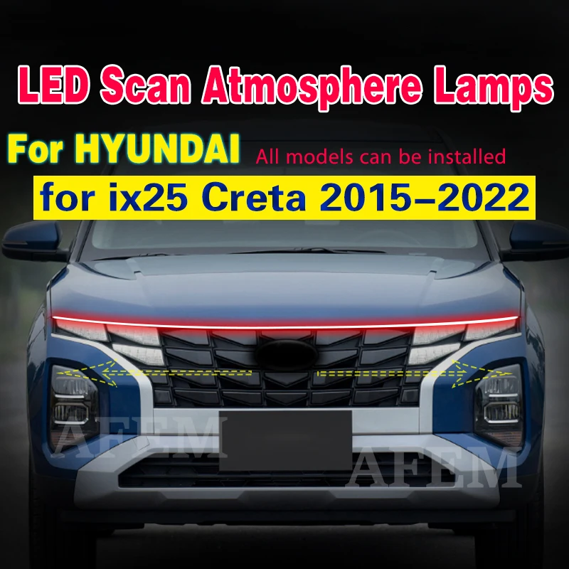 1pcs For Hyundai Creta IX25 2015-2022 Car LED Scan Starting Daytime Running Light DRL Fog Lamp Decoration daylight Light Strip