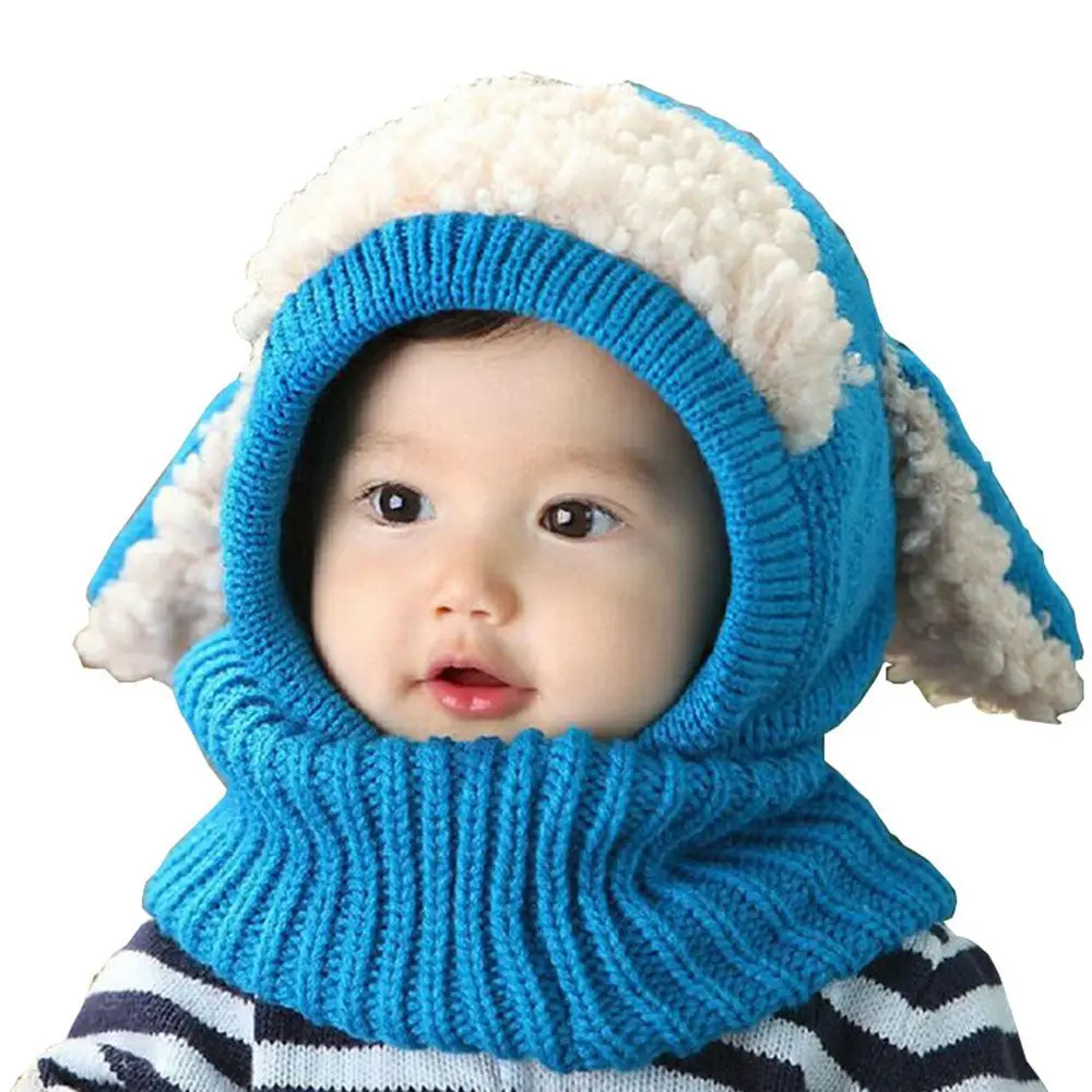 

Rabbit Fur Warm Hooded Scarf Hat Knit