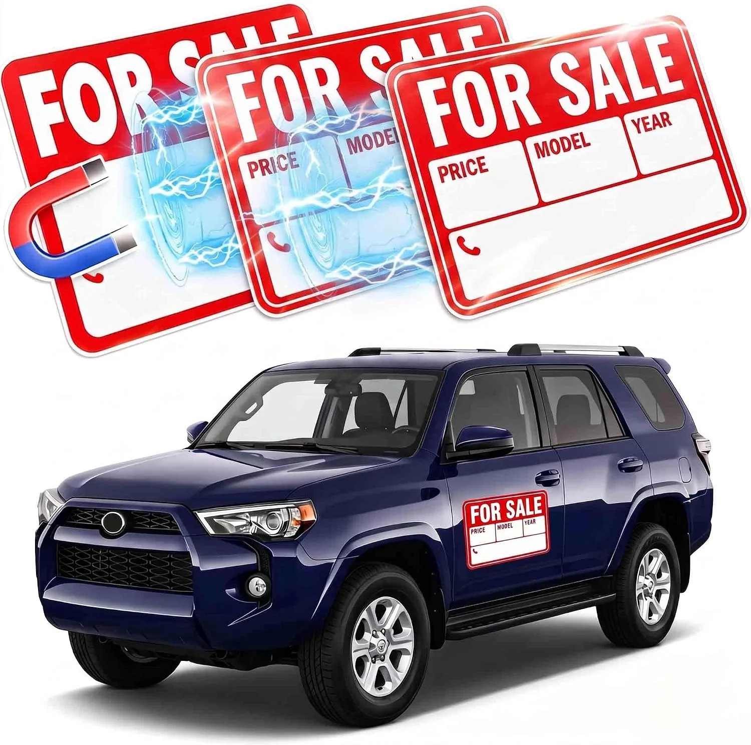 FOR SALE Car Sign Magnet Sticker,Multi-pack Magnetic For Sale Signs for Vehicles Trunk House Boats,Large Space for Handwriting