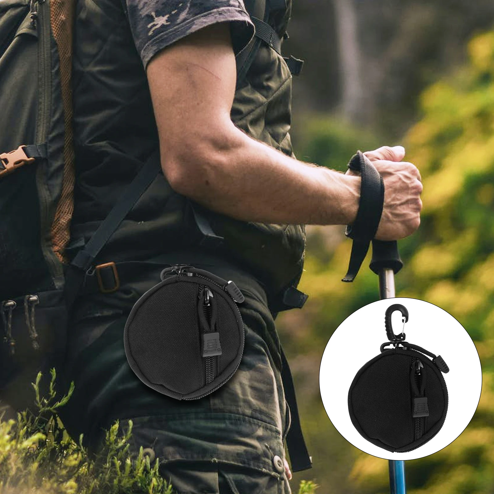 

1pc Waterproof Tactical Pouch Key Coin Storage Bag Nylon Durable Compact Cylindrical Case Scratch Resistant For Outdoor Hiking