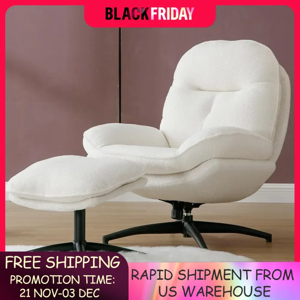 

360° Swivel Accent Chair Modern with Footrest & Criss Cross Legs, Comfy Reading Chair for Living Room Free shipping