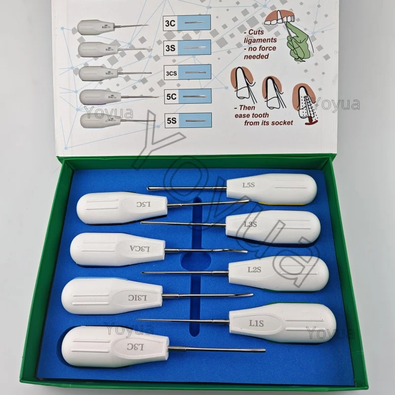 8pcs/set Dental Teeth Extracting Elevator Surgical Extraction Tooth Root Tip Surgery Forceps Minimally Invasive Tooth Extracting