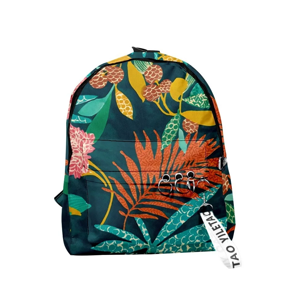 Mochilas escolares de hoja de arce creativas y juveniles a la moda, mochilas para Notebook con estampado 3D Oxford, llavero impermeable, bolsas de viaje pequeñas