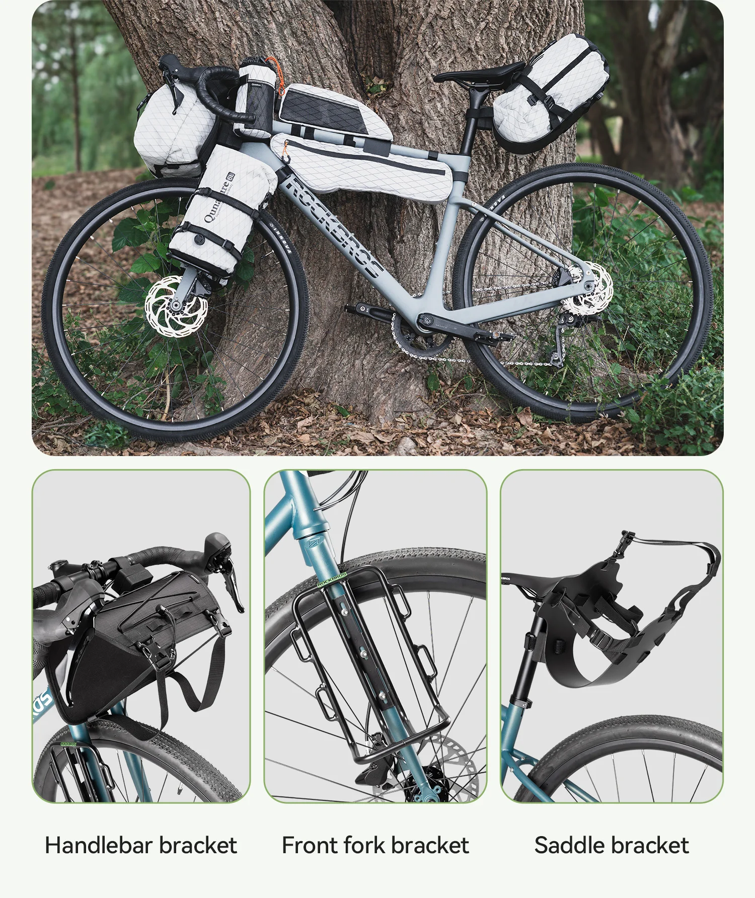 Qunature Bikepacking Packtaschen Wasserdichte Kompressionsbeutel für Rennrad und Mountainbike Leichte Faltbare Touring-Fahrradzubehör – Detail 6
