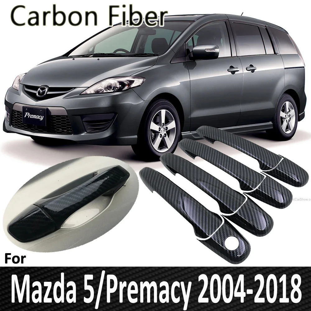 

Черное углеродное волокно для Mazda 5 Premacy 2004 ~ 2018 2005 2006 2007 2008 2010 2013 2016 2017 2018 крышка дверной ручки автомобильные аксессуары