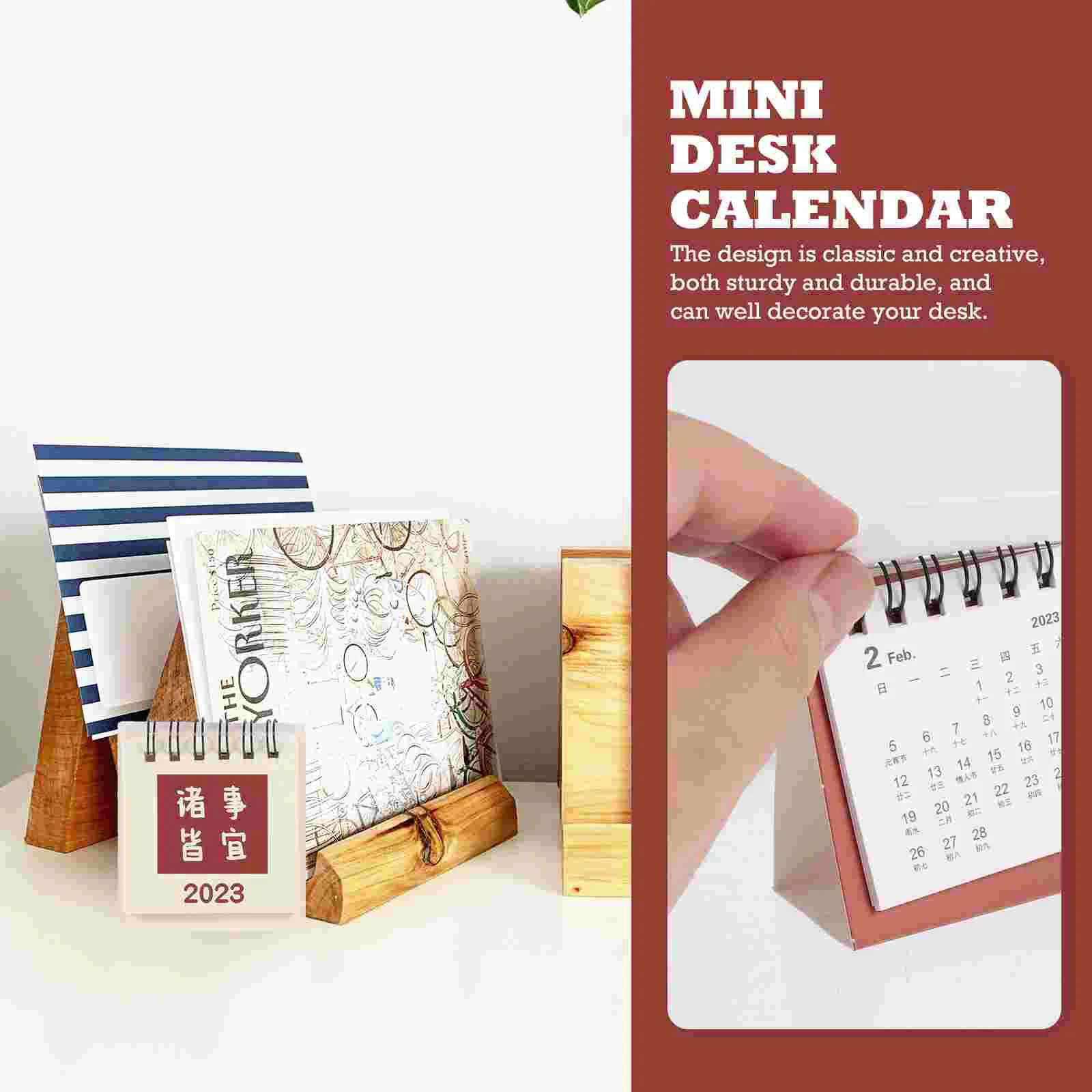 4 Pcs 2023 Desk Calendar Classic Design Home Accessories Daily Use Mini Small Household Paper Chinese Style Month Sturdy