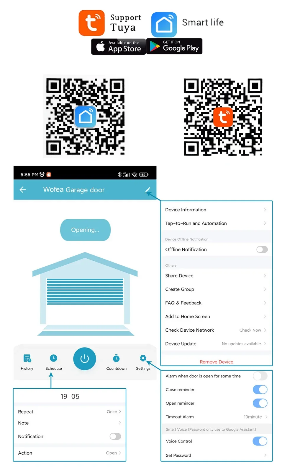 Slimme WiFi-garagedeuropener met afstandsbediening voor mobiele telefoons Ondersteuning Alexa Google Home Geen gateway vereist Tuya Smart Life APP