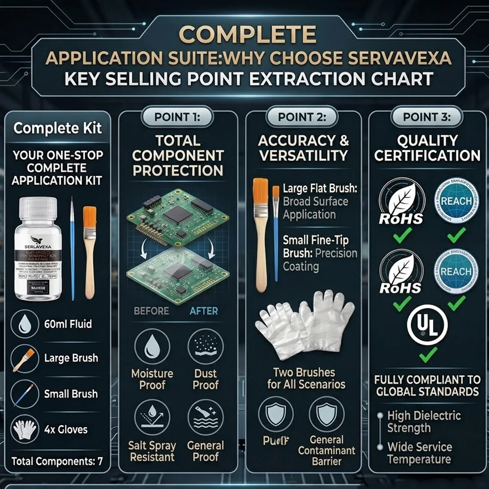 SERLAVEXA 60ml Advanced PCB Conformal Coating, UV Indicator Moisture-Resistant Insulating Seal for Electronics DIY