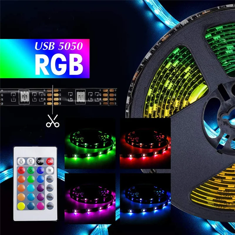 TV LED Backlight Waterproof led strip 5v 30leds/M 5M/16.4ft LED Lighting for home decoration 5050 DIY Colors LED for Gaming PC