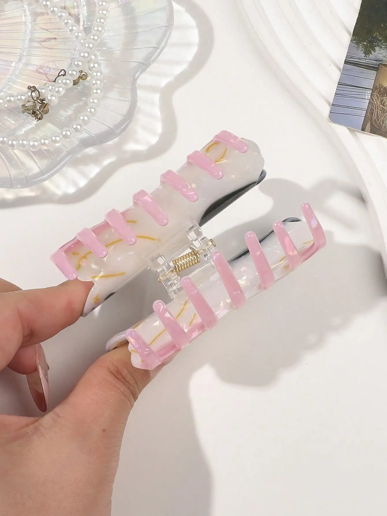 2026 Frühling Sommer Neue Rosa Katzenform Tier-Haarklammer aus Acetat für Frauen Mädchen Süße Niedliche Japanische Koreanische Haaraccessoires – Detail 5