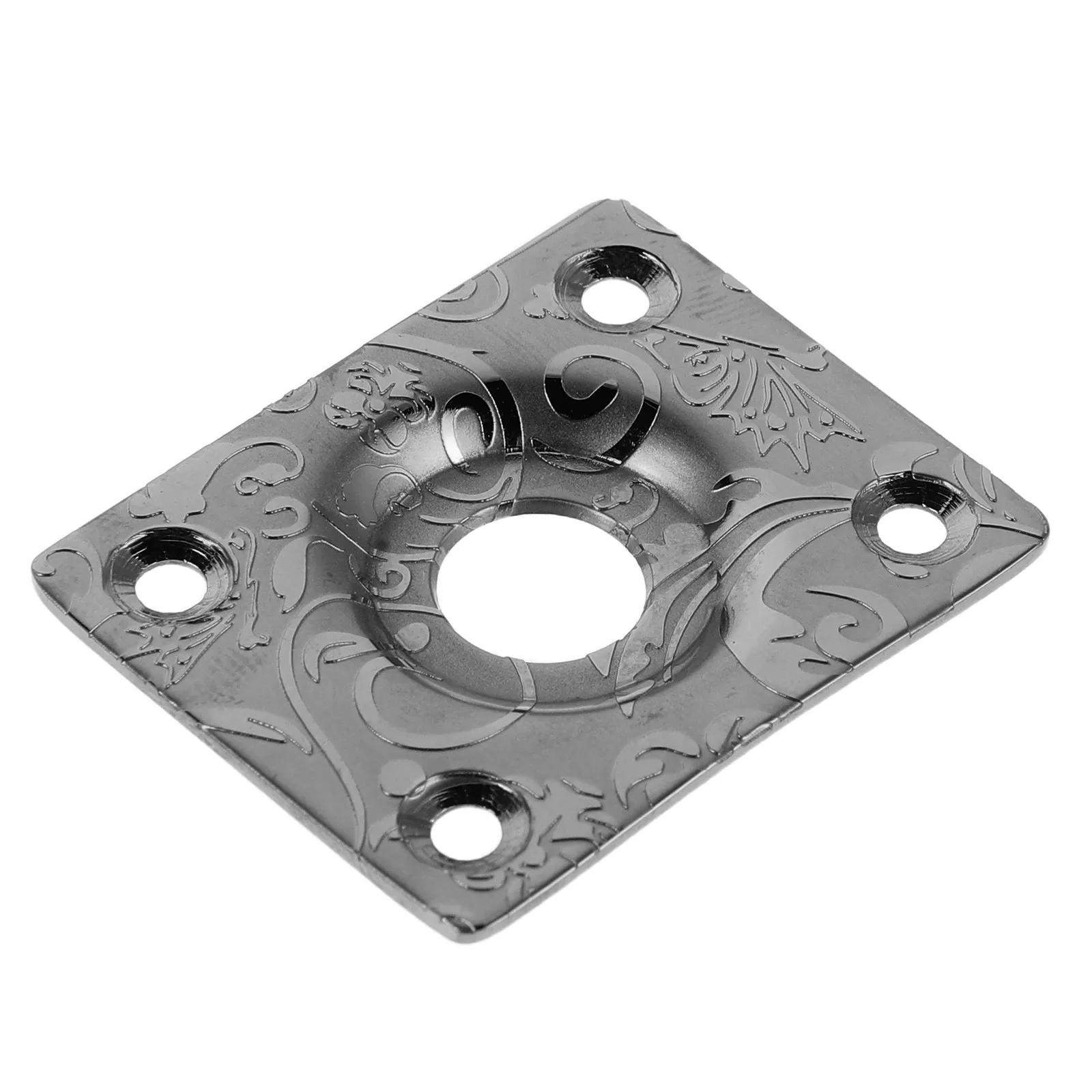 Square Black Stainless Steel Guitar Output Jack Plate Vintage Engraved Replacement Part for Electric Guitar Bass Interface