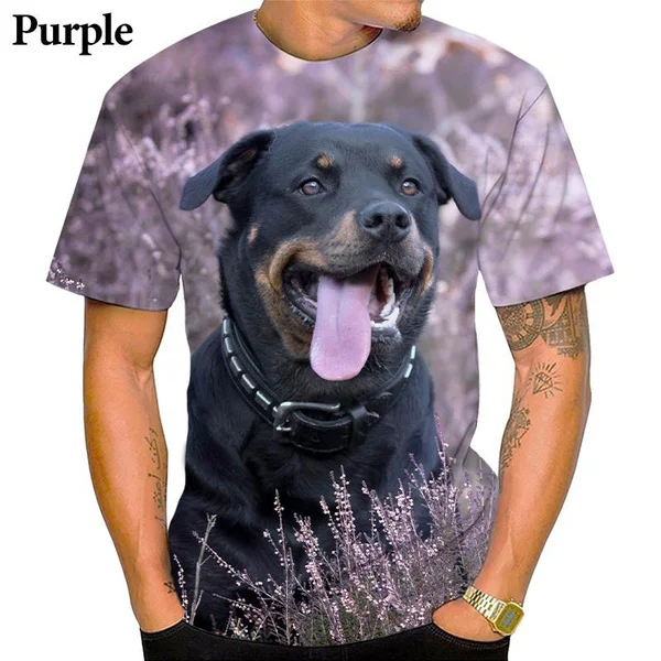 Men Rottweiler T Shirt Funny Dog Graphic 3d Print Short Sleeve T-shirt Summer Casual Top