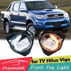 LED Fog Light for Toyota Hilux Vigo 2008 2009 2010 Front Bumper Driving Lamp Bulb with Dynamic Sequential Turn Signal