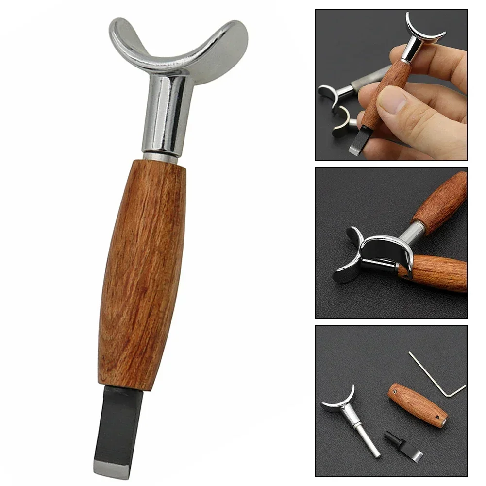 Leather Carving Rotary Knife Handmade DIY Stainless Steel Pear Wood Handle With Adjustable Height Vegetable Tanning Tool Knife