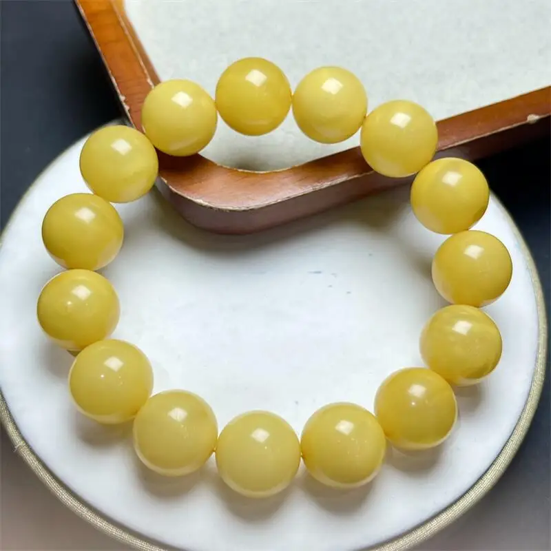 14/15MM Natural Beeswax Bracelet String Charms Handmade Fortune Energy Mineral Woman Amulet Jewelry Gift 1PCS