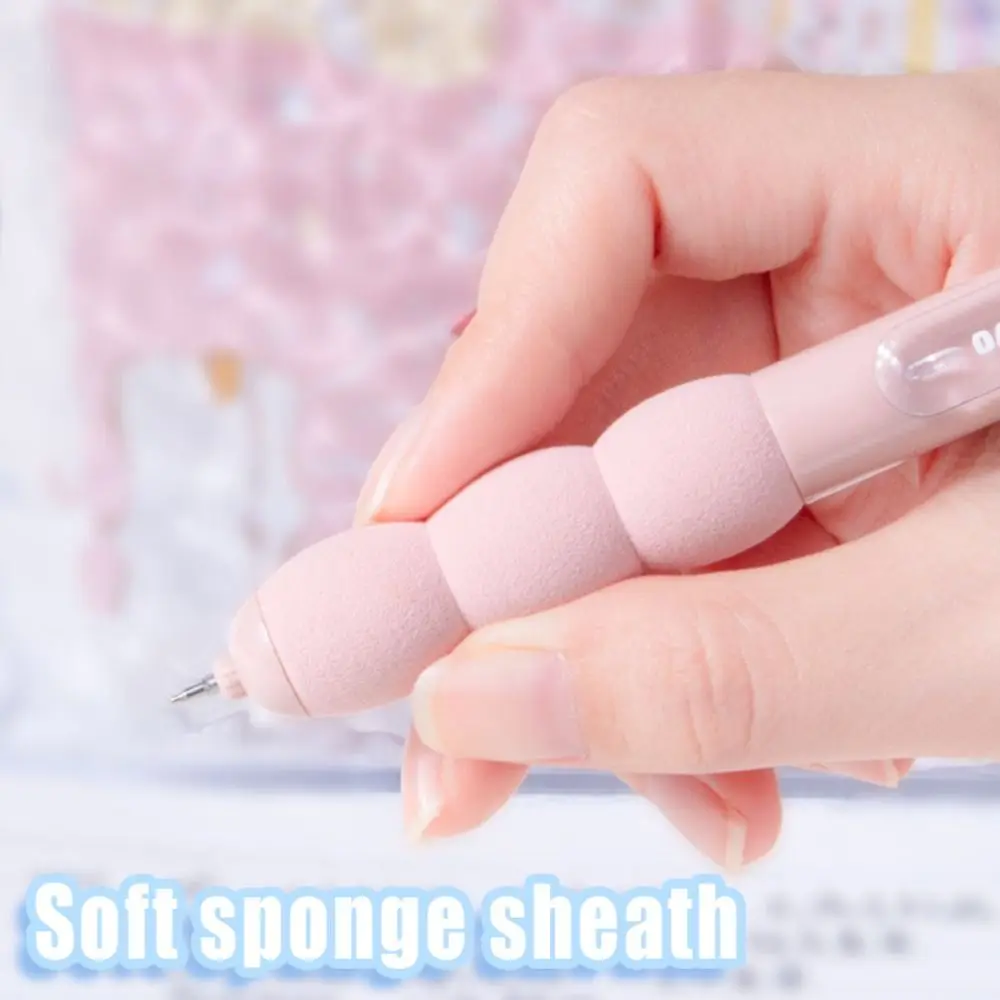 4PCS/Set Cartoon Soft Grip Pocket Pen ST Tip Press Type Neutral Pen Quick Drying 0.5mm Black Ink Office Signature Pen Students