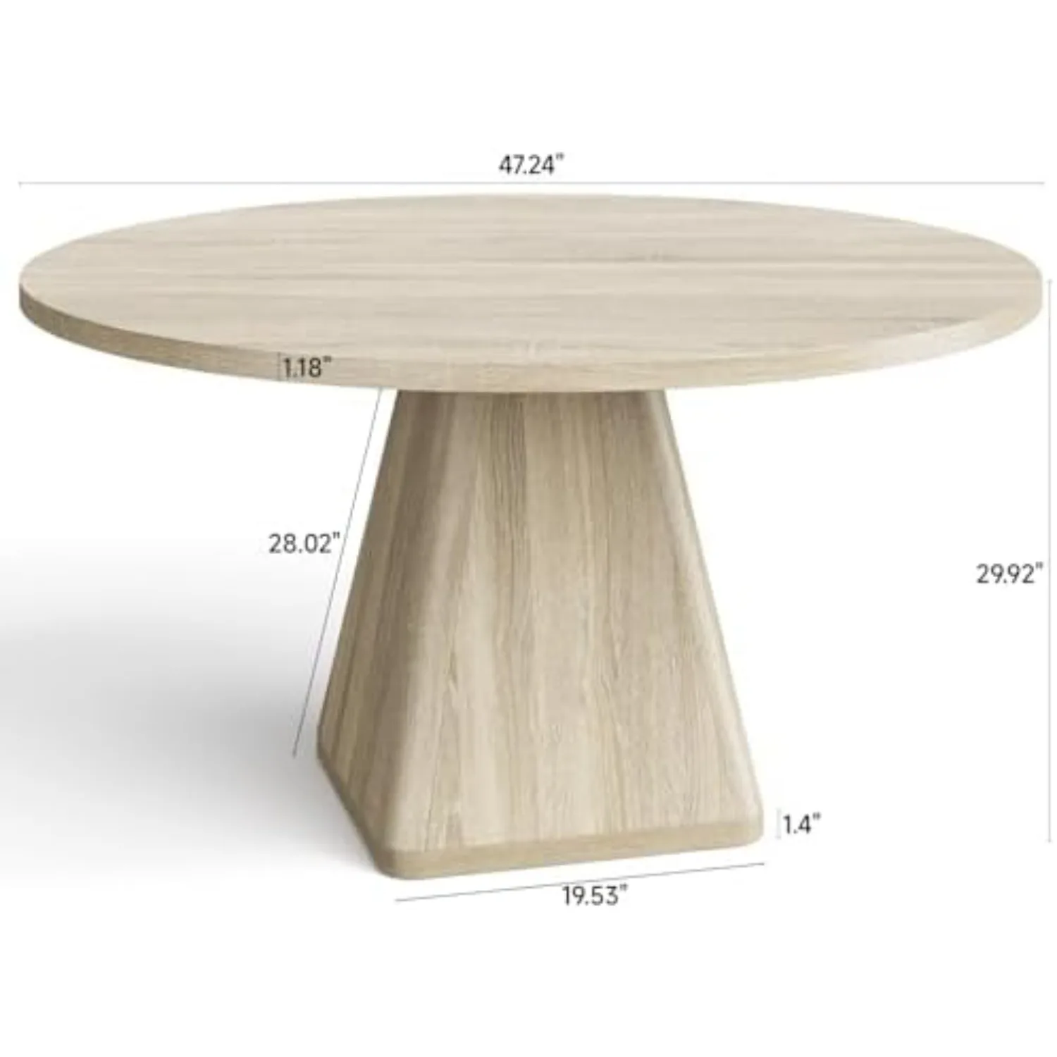 47 Inch Round Dining Table for 4-6, Circle Kitchen Table with Thickened Tabletop, Modern Dining Room Tables with Square