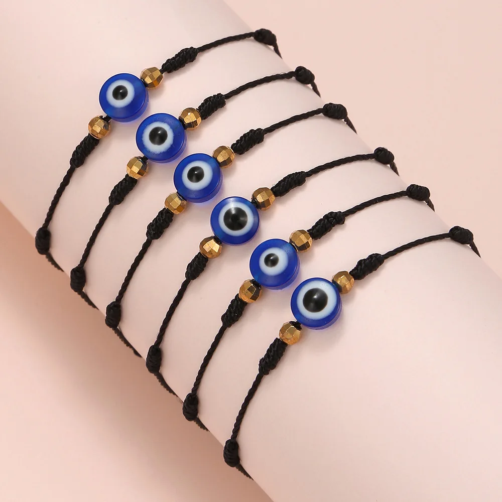 6Pcs Blue Evil Eye Bracelets Set For Women Men 7 Knot Braided Rope Wrist Hand Bracelets Love Friendship Jewelry Accessories