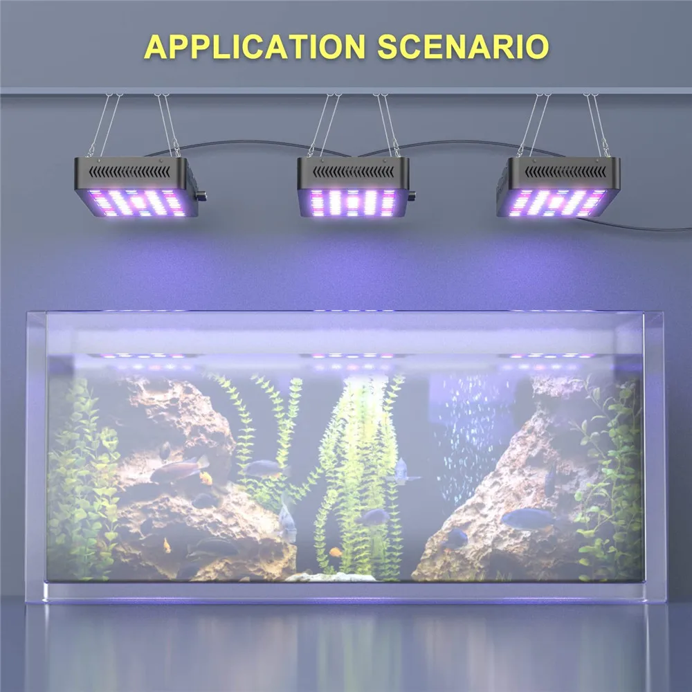 Phlizon 165W Aquarium Light Fish Tank LED Light Dimmable Marine Coral Reef Grow Lamp Aquariums Decor Lighting Planted Lights 20"