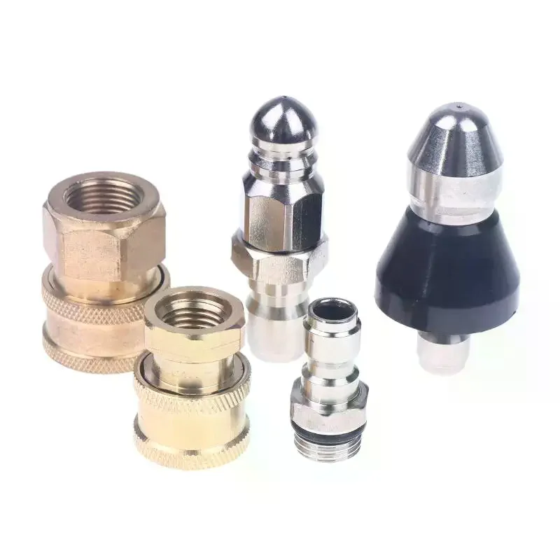 Practical Replacement Sewer Jetter Nozzle Mini With 1/4'' Quick Connect Drain Cleaning Nozzle Tips Kit For Drain Jetting Hose