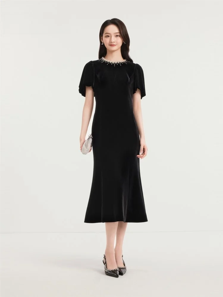 New elegant velvet fishtail dress