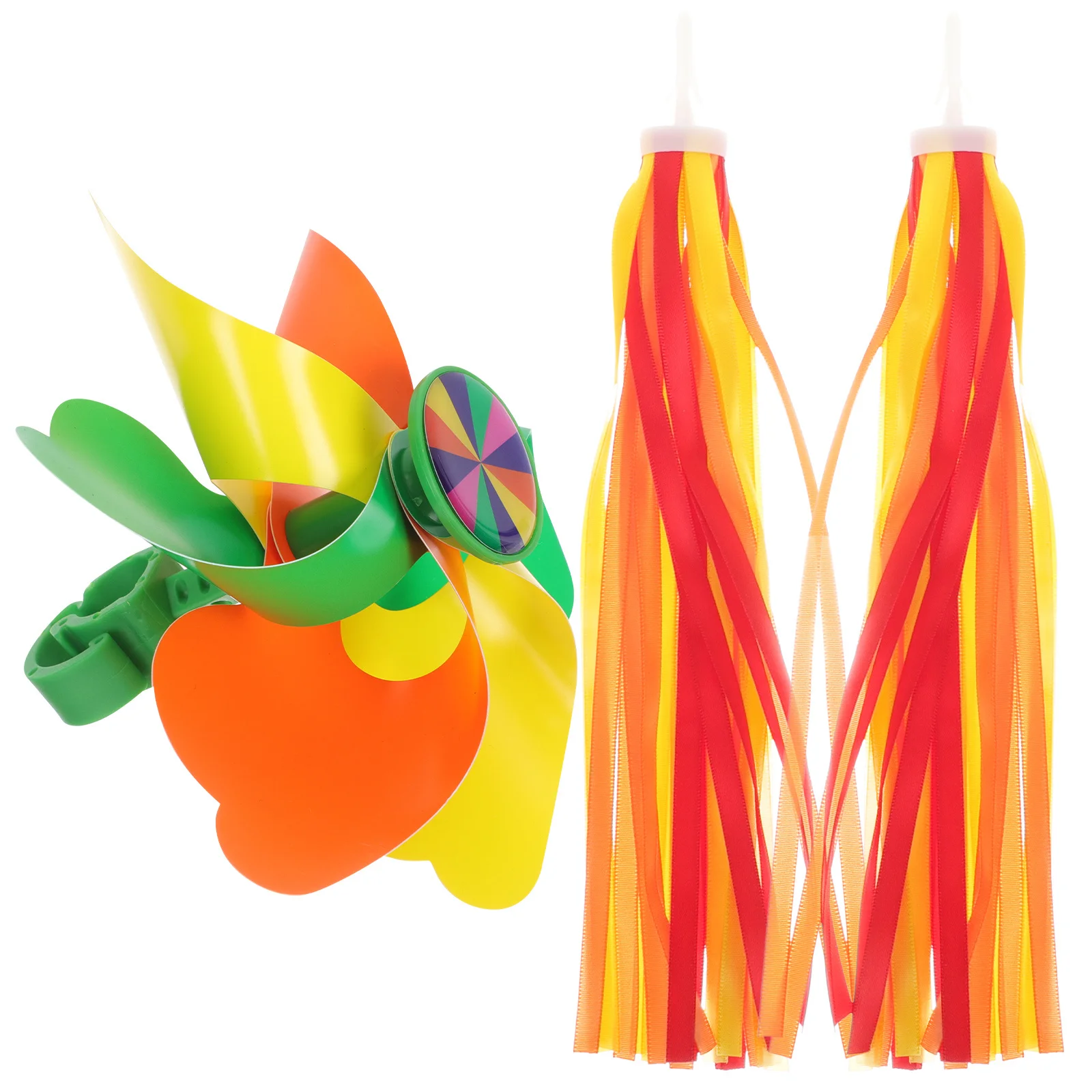 1 Set Of Kids Bike Handlebar Streamers Scooter Colorful Ribbons Pinwheel Decorative Ride Accessories Rainbow Tassels Bicycle