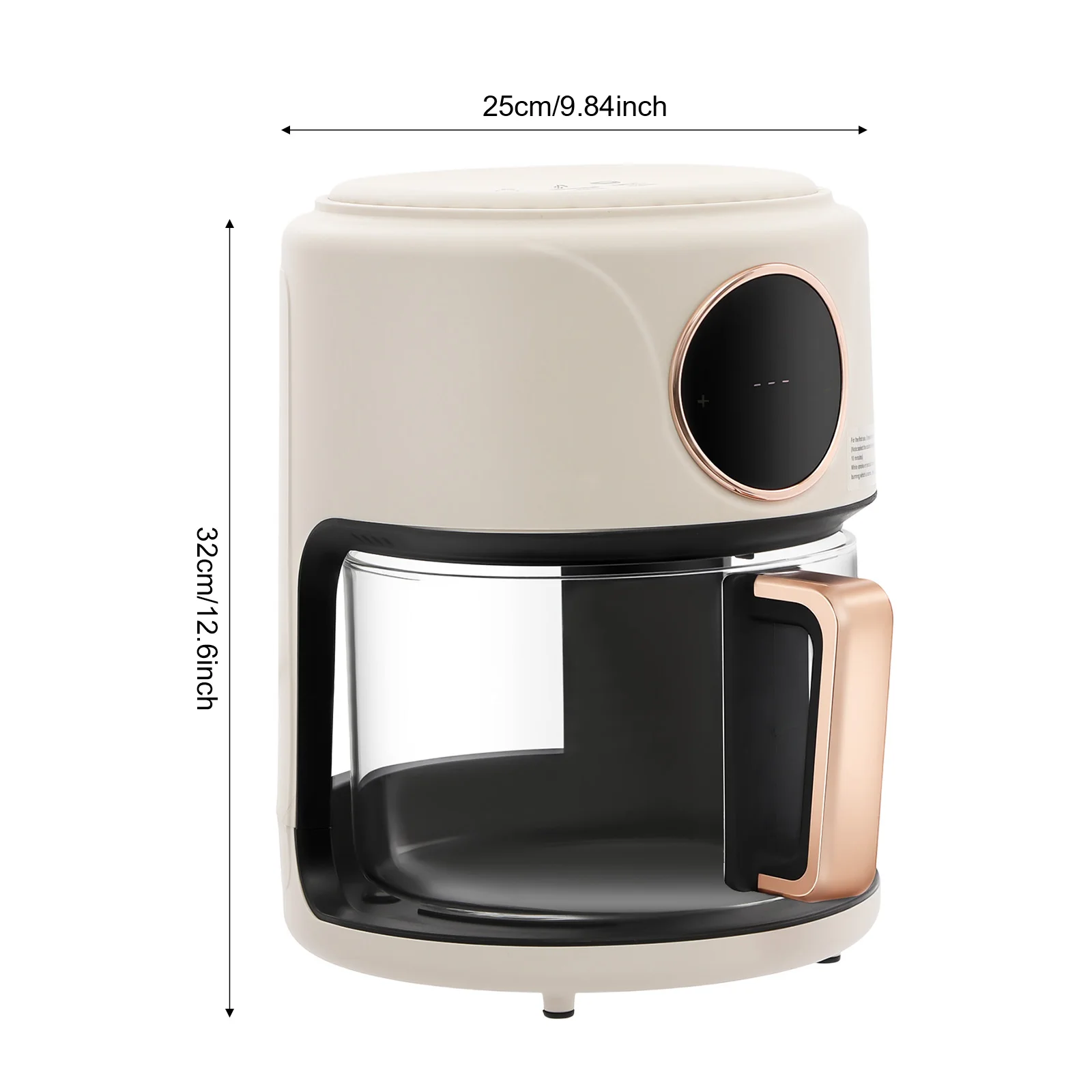 1200W Air Fryer – 4.4Qt, 8 Preset Menus, 360° Visible Glass, Touchscreen, Non-Stick Dishwasher Safe – 176-392°F – White