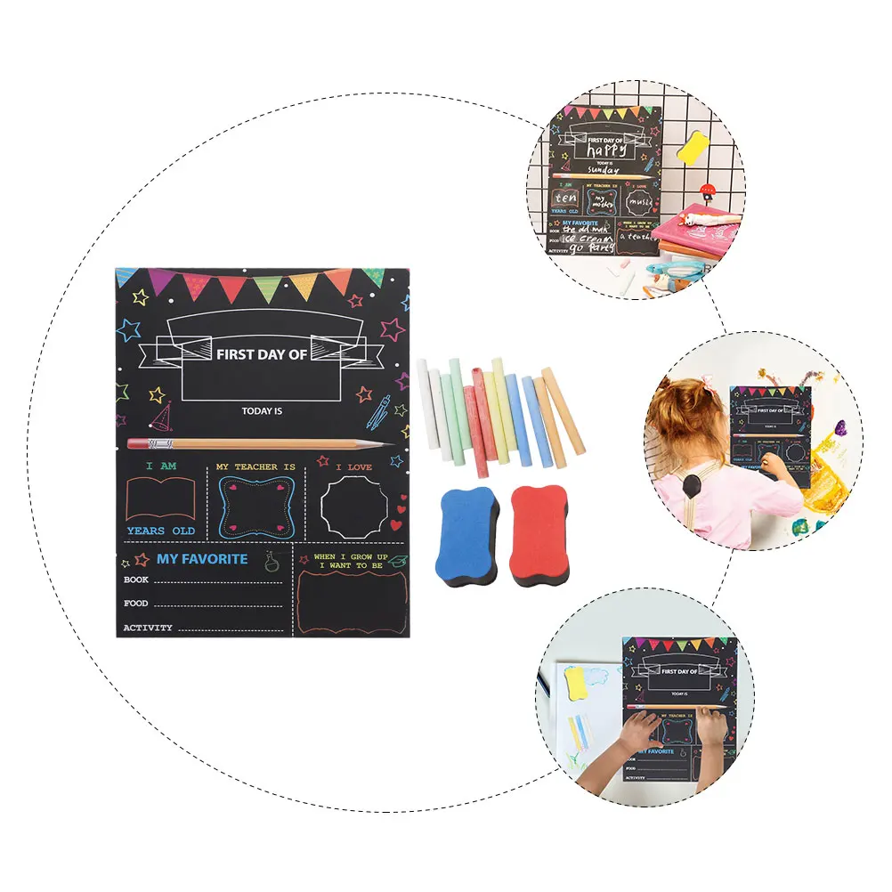 

1 set Double Sided Chalkboard Pendant Kids Room Back to School Decoration Sign Smooth Edges for Children