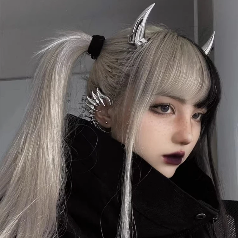 Punk Demon's Horn Metal Headband Hairpins For Women Men Halloween Party Headdress Birthday Cosplay Costume Jewelry Accessories