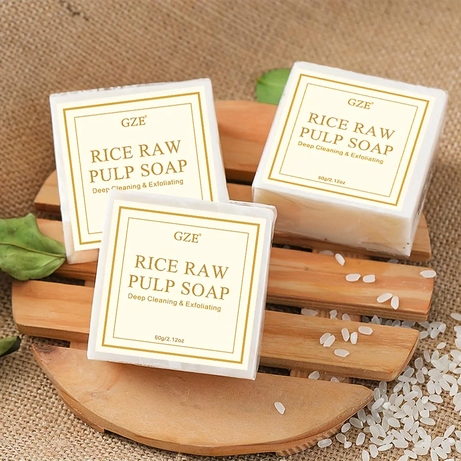 1pc Thailand Original Milk Rice Soap, Essential Oil, Bath Handmade Oil-Control Face Cleanser Body Wash 60g/2.12oz!