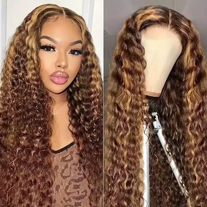 

Multi-Color Long Curly 13x4 Lace Front High-Temperature Fiber Wig for Women Synthetic Hair Wig for African American Daily Party