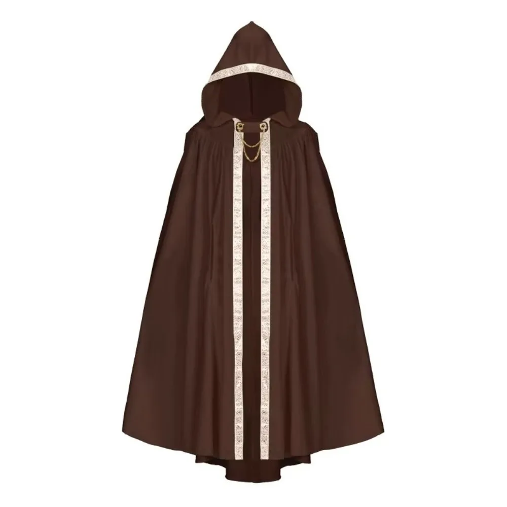 Anime Medieval Cloak Fantasy Dark Style Halloween Cloak Hood Robe Pastoral Ribbon Edge Renaissance Costume Halloween Costume