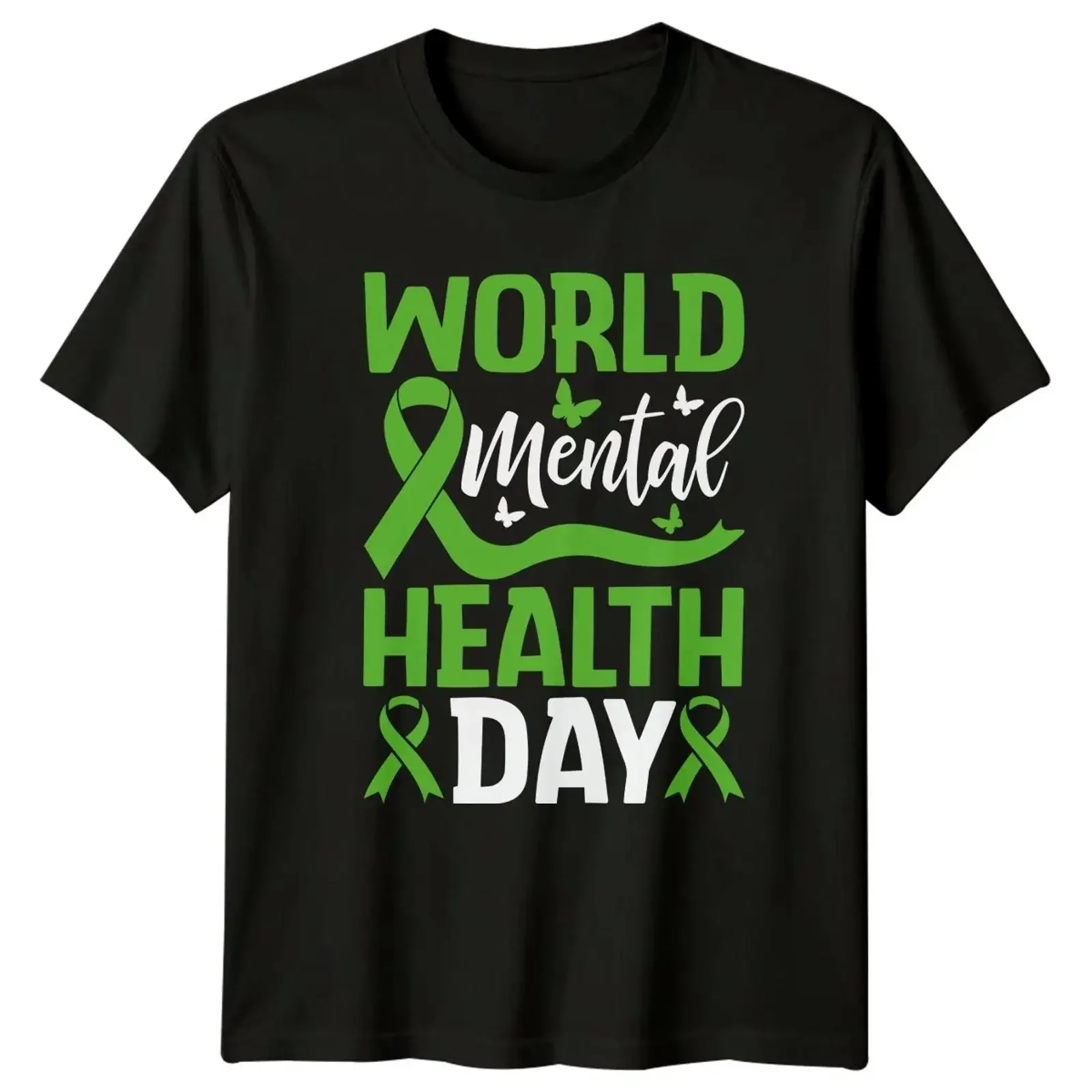 World Mental Health Day T Shirt Supporting Wellbeing and Awareness Image 1 of 4 vintage Washed Breathable Unisex graphic