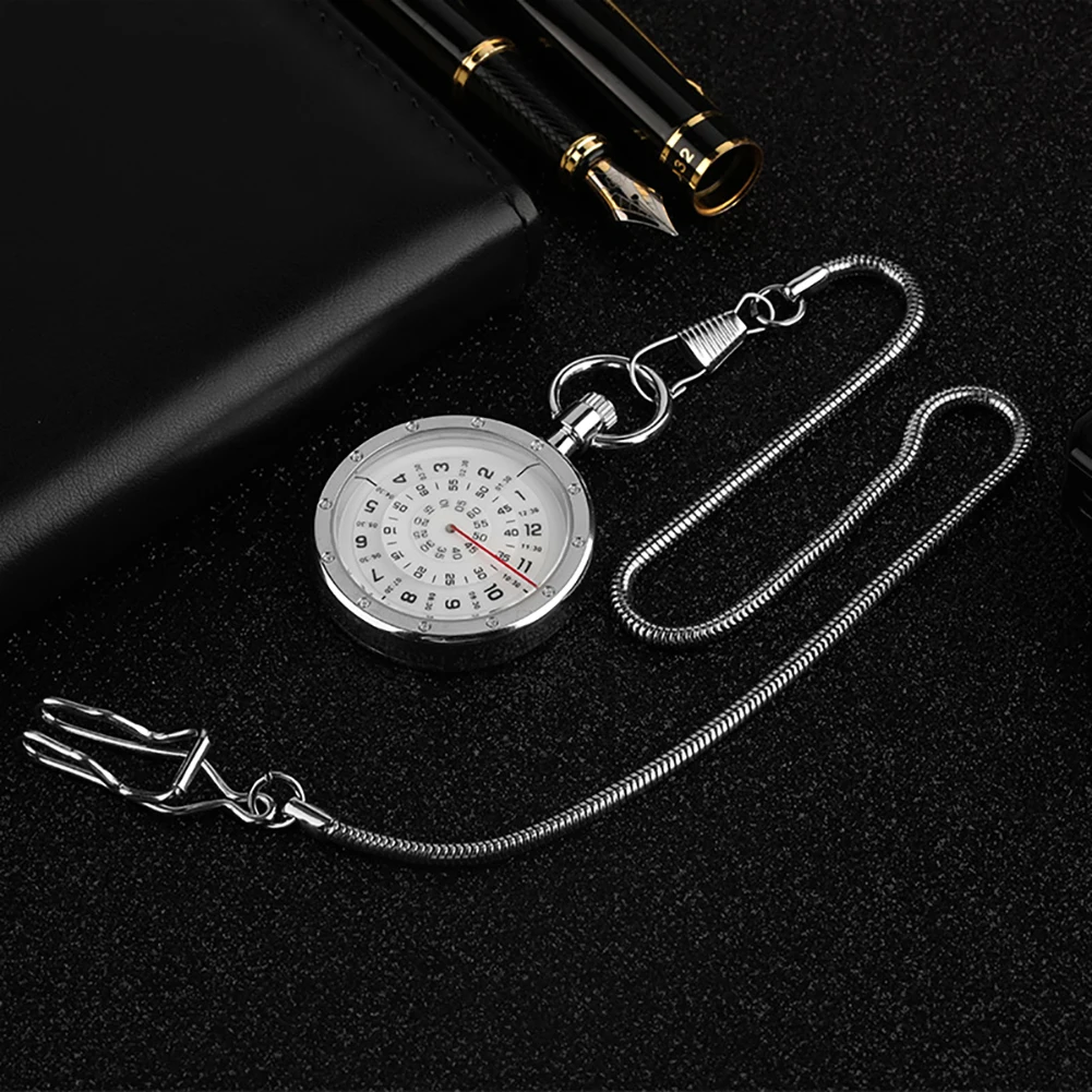 Minimalism Three-layer Second Disk Serpentine Design Hollow Movement Quartz Pocket Watch Pendant Gift With Chain Pocket Watches
