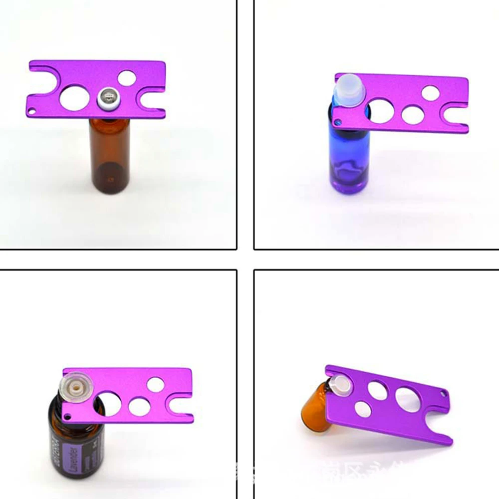 Metal Roller Bottle Caps Opener For Essential Oil Refillable Bottles With Key Ring Roller Balls Caps Remover Corkscrew Tool