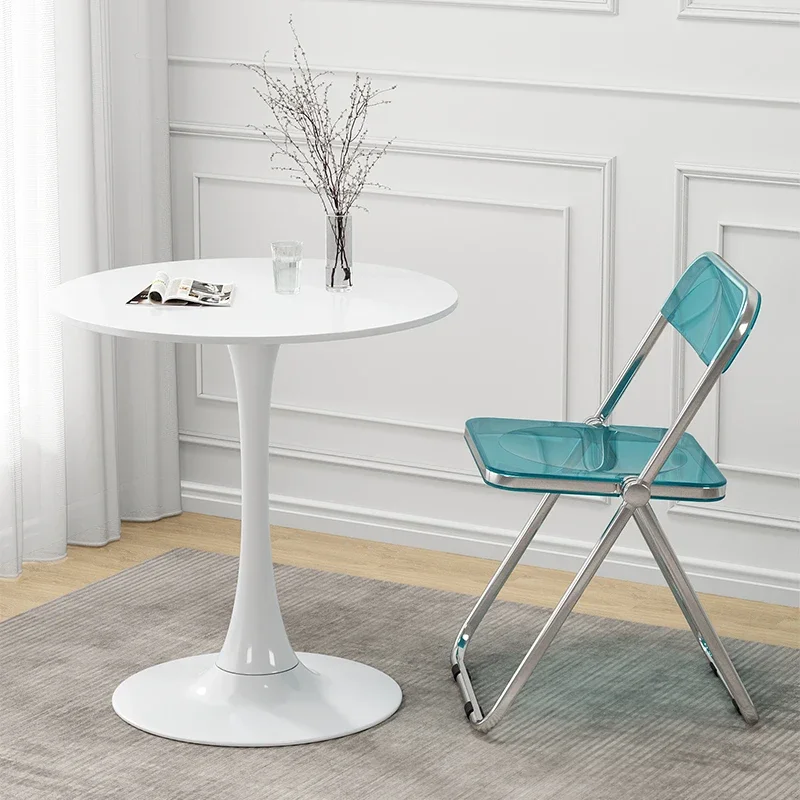 Wind White Round TableModern Minimalist Living Room FurnitureSmall Casual Coffee TableWide-seated Desktop Side Table